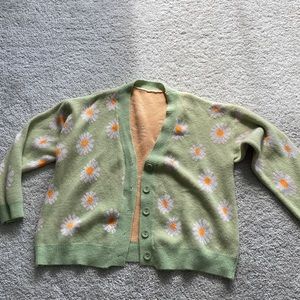 Floral button up sweater